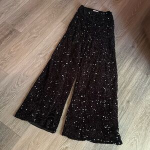 Sequin super flare black pants
